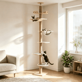 Oswerpon 114-127.95¡± Floor to Ceiling Cat Tree,6 Tier Adjustable Height Cat Tower,Wood Cat Climbing Tree with Scratching Post