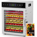 Oswerpon 12-Tray Food Dehydrator Machine, 800W Stainless Steel Food Dryer with Dual Fans, Digital Temperature & Timer Control, Jerky Maker for Fruits, Vegetables & Meat, 2 Mesh Screens & Fruit Roll Tray