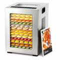 Oswerpon 14 Trays Food Dehydrator Machine, 840W Stainless Steel Meat Dehydrator with Dual Fans, 360° Airflow, 10 Presets, 48H Timer & LED Light