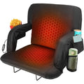 Oswerpon 21in Heated Stadium Seat for Bleachers with Back Support, Wide Cushion, USB 3-Heat, 5 Pockets, Foldable, Portable for Camping, Games, Sports(No Battery)