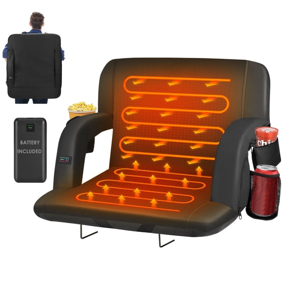 Oswerpon 21" Heated Stadium Seats for Bleachers with Back Support,Dual Control Independent Seat with 20000mAh Battery,for Camping, Sports, Outdoors