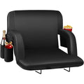 Oswerpon 25" Extra Wide Stadium Seats for Bleachers with Back Support, Portable Bleacher Chairs with Cushion for Outdoor Sports, Black