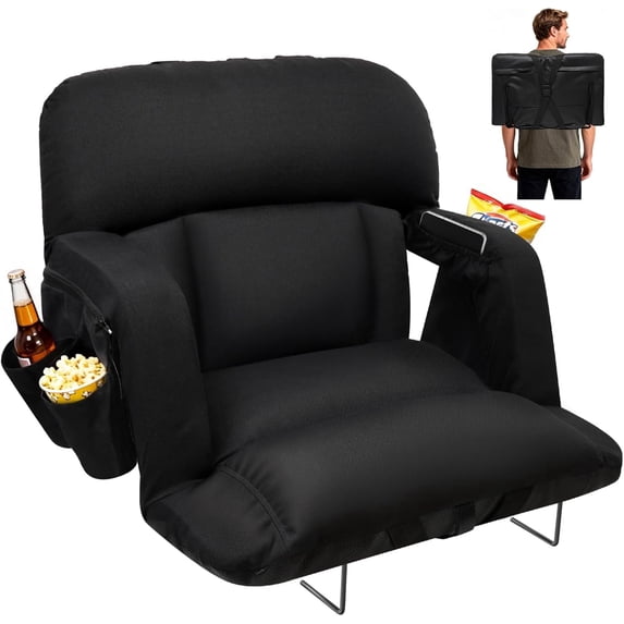 Oswerpon 25" Wide Stadium Seats with Back Support, Portable Bleacher Chair with Back and Armrest, for Outdoor and Sports Events