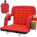 Oswerpon 25in Heated Stadium Seats for Bleachers with Back Support,3 Level Heat,6 Reclining Positions, Stadium Chairs for Outdoor Events(No Battery),Red