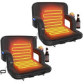 Oswerpon 2PCS 23in Heated Stadium Seats for Bleachers with Back Support,Dual Control Independent Seat with 3 Level Heat, 6 Reclining Positions, for Camping, and Sports Events(NO Battery)