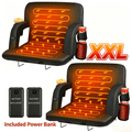 Oswerpon 2PCS 25" Heated Stadium Seats for Bleachers with Back Support,Dual Control Independent Seat with 20000mAh Battery,for Camping, Sports, Outdoors