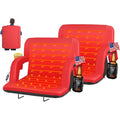 Oswerpon 2pcs 25in Heated Stadium Seat for Bleachers with Back Support,USB 3-Level Heating,5 Storage Pockets,for Outdoor Games,Camping,and Bleachers,Red（Without Battery）