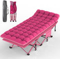 Oswerpon 75x28'' XL Folding Camping Cot with Mattress,500LBS Heavy Duty Sleeping Cots, for Camping, Hiking, Travel, Office Break,Pink