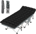 Oswerpon 75x28'' XL Folding Camping Cot with Mattress,500LBS Heavy Duty Sleeping Cots, for Camping, Hiking, Travel, Office Break,Black