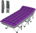Oswerpon 75x28'' XL Folding Camping Cot with Mattress,500LBS Heavy Duty Sleeping Cots, for Camping, Hiking, Travel, Office Break,Purple