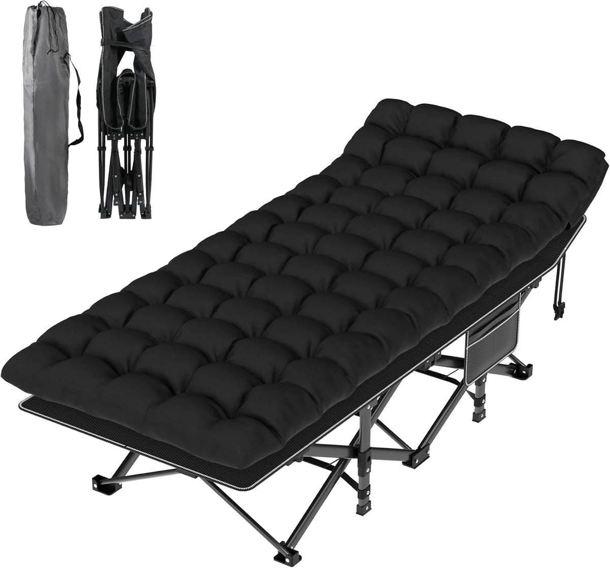 Oswerpon 75x28'' XL Folding Camping Cot with Mattress,500LBS Heavy Duty Sleeping Cots, for Camping, Hiking, Travel, Office Break