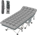 Oswerpon 75x28'' XL Folding Camping Cot with Mattress,500LBS Heavy Duty Sleeping Cots, for Camping, Hiking, Travel, Office Break,Grey