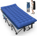 Oswerpon 79x32'' XXL Folding Camping Cot with Mattress,900LBS Heavy Duty Sleeping Cots, for Camping, Hiking, Travel, Office Break,Blue