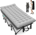 Oswerpon 79x32'' XXL Folding Camping Cot with Mattress,900LBS Heavy Duty Sleeping Cots, for Camping, Hiking, Travel, Office Break,Grey