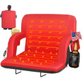 Oswerpon 25in Heated Stadium Seat for Bleachers with Back Support,USB 3-Level Heating,5 Storage Pockets,for Outdoor Games,Camping,and Bleachers,Red（Without Battery）