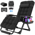 Oswerpon Oversized XL Padded Zero Gravity Lounge Chair, 500-Lb Folding Recliner with Upgraded Lock, Cup Holder, Removable Cushion, Pillow and Footrest for Patio Indoor Outdoor Office, Black