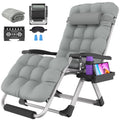 Oswerpon Oversized XL Padded Zero Gravity Lounge Chair, 500-Lb Folding Recliner with Upgraded Lock, Cup Holder, Removable Cushion, Pillow and Footrest for Patio Indoor Outdoor Office, Gray