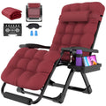 Oswerpon Oversized XL Padded Zero Gravity Lounge Chair, 500-Lb Folding Recliner with Upgraded Lock, Cup Holder, Removable Cushion, Pillow and Footrest for Patio Indoor Outdoor Office, Red