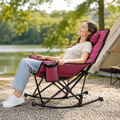 Oswerpon XL Heated Rocking Camping Chair, 3 Heat Settings, Folding Outdoor Rocker with 600D Oxford Seat, Cup Holder, 330 lb Capacity, Power Bank Sold Separately, Red/Black