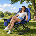Oswerpon XL Heated Rocking Camping Chair, 3 Heat Settings, Folding Outdoor Rocker with 600D Oxford Seat, Cup Holder, 330 lb Capacity, Power Bank Sold Separately, Blue/Black
