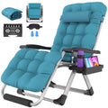 Oswerpon Oversized XL Padded Zero Gravity Lounge Chair, 500-Lb Folding Recliner with Upgraded Lock, Cup Holder, Removable Cushion, Pillow and Footrest for Patio Indoor Outdoor Office, Light Blue