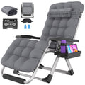Oswerpon Oversized XL Padded Zero Gravity Lounge Chair, 500-Lb Folding Recliner with Upgraded Lock, Cup Holder, Removable Cushion, Pillow and Footrest for Patio Indoor Outdoor Office, Fossil Gray
