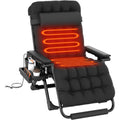 Oswerpon XXL Heated Zero Gravity Chair, 33" Extra Wide Recline Chair w/Upgraded Lock and Wider Cup Holder, Camping Lawn Chair for Patio Outdoor Office (Black)