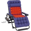 Oswerpon XXL Heated Zero Gravity Chair, 33" Extra Wide Recline Chair w/Upgraded Lock and Wider Cup Holder, Camping Lawn Chair for Patio Outdoor Office (Blue)