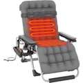 Oswerpon XXL Heated Zero Gravity Chair, 33" Extra Wide Recline Chair w/Upgraded Lock and Wider Cup Holder, Camping Lawn Chair for Patio Outdoor Office (Fossil Gray)