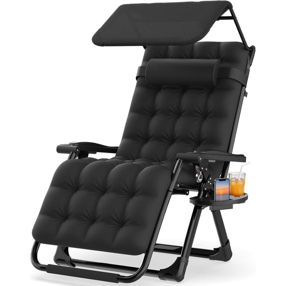 Oswerpon Zero Gravity Chair with Canopy,Outdoor Folding Recliner with Removable Cushion, Upgraded Locking System,for Camping, Beach, Lawn, and Indoor
