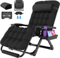 Oswerpon Oversized XXL Zero Gravity Chair, 33" Extra Wide Recline Chair w/Upgraded Lock and Wider Cup Holder, Camping Lawn Chair for Patio Outdoor Office (Black)